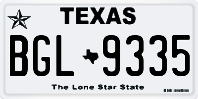 TX license plate BGL9335
