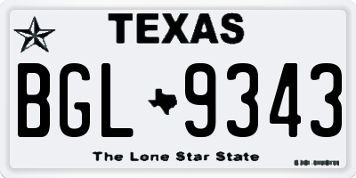 TX license plate BGL9343