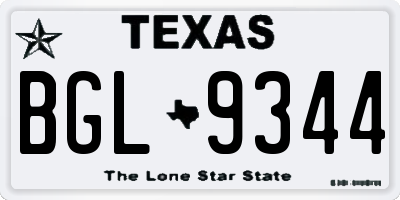 TX license plate BGL9344