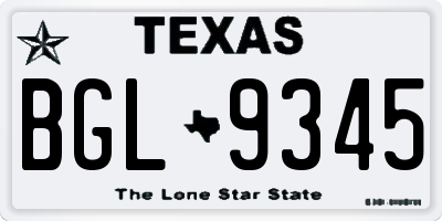 TX license plate BGL9345