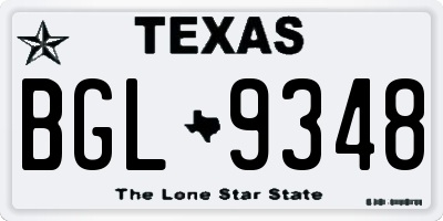 TX license plate BGL9348