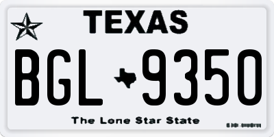 TX license plate BGL9350