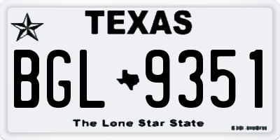 TX license plate BGL9351