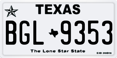 TX license plate BGL9353