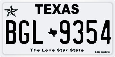 TX license plate BGL9354