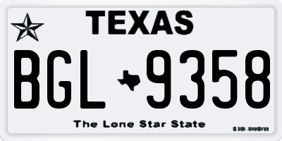 TX license plate BGL9358