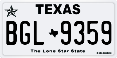 TX license plate BGL9359