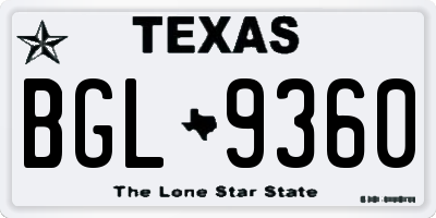 TX license plate BGL9360