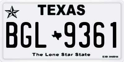 TX license plate BGL9361