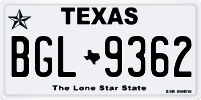 TX license plate BGL9362