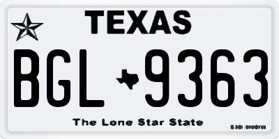 TX license plate BGL9363