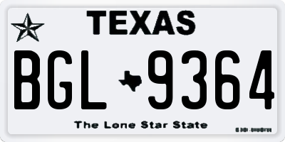 TX license plate BGL9364