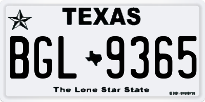 TX license plate BGL9365