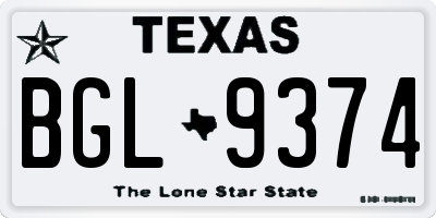 TX license plate BGL9374