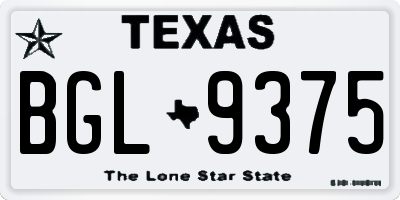 TX license plate BGL9375