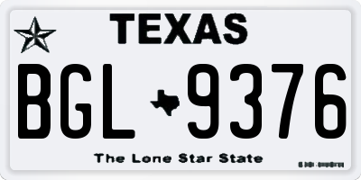 TX license plate BGL9376
