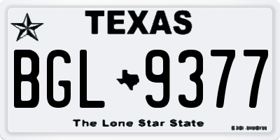 TX license plate BGL9377
