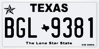 TX license plate BGL9381