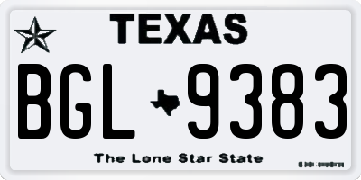 TX license plate BGL9383