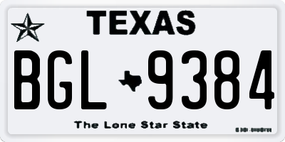TX license plate BGL9384