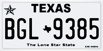 TX license plate BGL9385