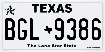 TX license plate BGL9386