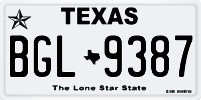 TX license plate BGL9387