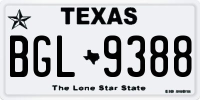 TX license plate BGL9388
