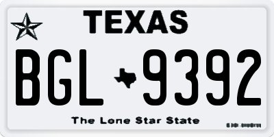 TX license plate BGL9392
