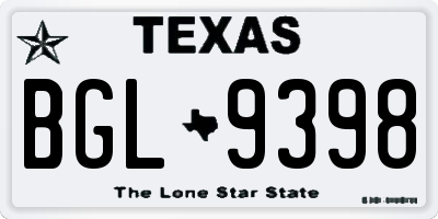 TX license plate BGL9398