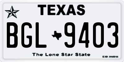 TX license plate BGL9403