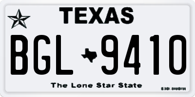 TX license plate BGL9410