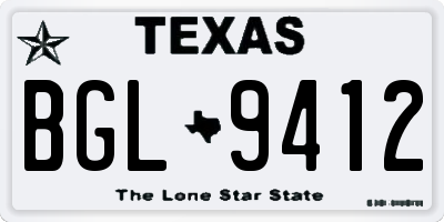 TX license plate BGL9412