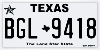 TX license plate BGL9418