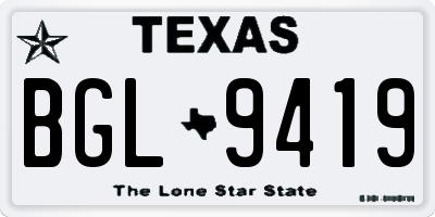 TX license plate BGL9419