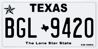 TX license plate BGL9420