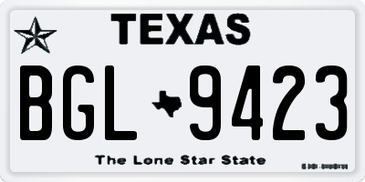TX license plate BGL9423