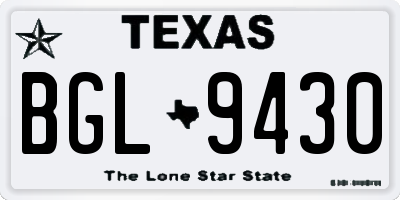 TX license plate BGL9430