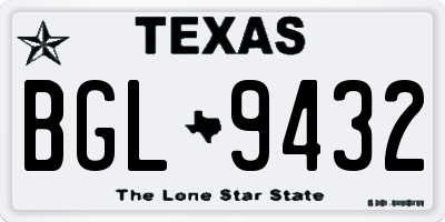TX license plate BGL9432