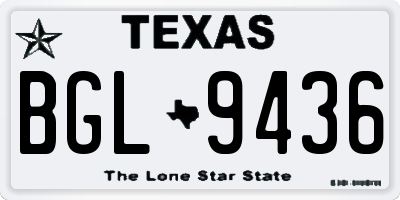 TX license plate BGL9436