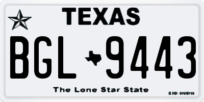 TX license plate BGL9443