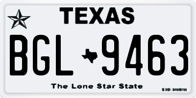 TX license plate BGL9463