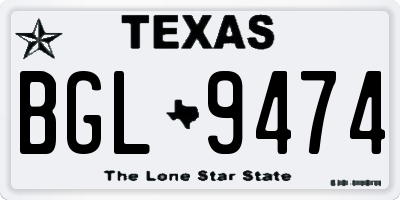 TX license plate BGL9474