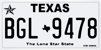TX license plate BGL9478