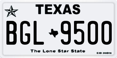 TX license plate BGL9500