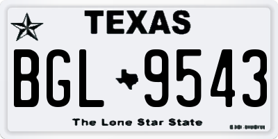 TX license plate BGL9543