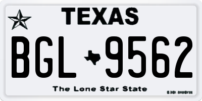 TX license plate BGL9562
