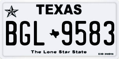 TX license plate BGL9583