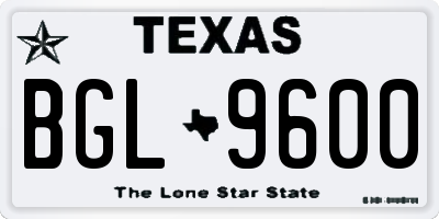 TX license plate BGL9600
