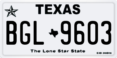 TX license plate BGL9603